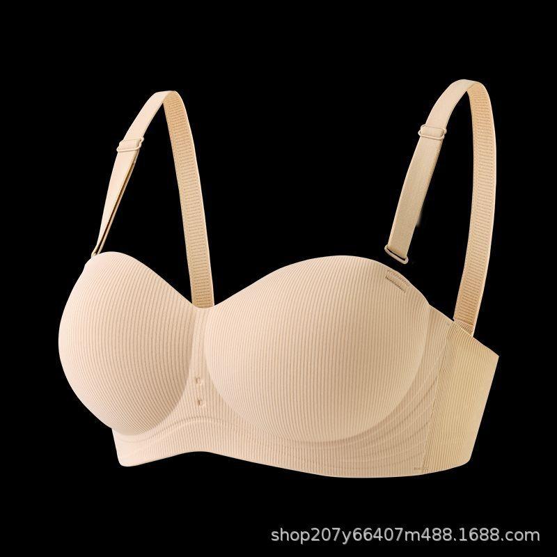 Summer Strapless Striped Underwear Light and Small Chest Gathering Underwear Comfortable No Steel Ring Soft Bra