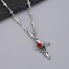 Alloy Rose Crucifix Pendant Necklace For Everyday Wear Religious Symbol Jewelry Gift With Adjustable Chain Design