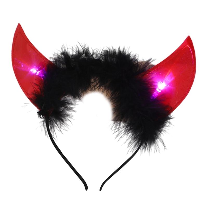 

Light Up Horn Hairband Cow Horns Hairbands for Halloween Celebrations and Role Playing Activities