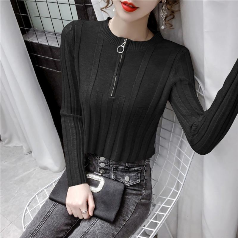 

Женский весенний тонкий трикотаж, топы, повседневный пуловер с воротником и длинными рукавами, женская рубашка в полоску в стиле пэчворк, вязаный свитер M