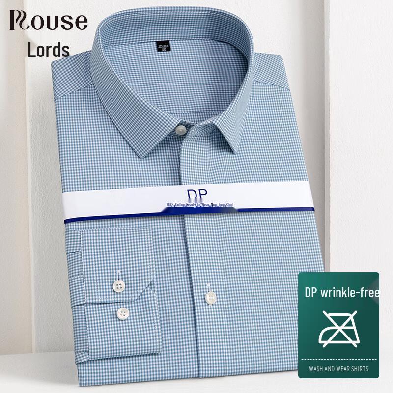 

Чоловіча сорочка Luozzi 100% бавовна DP Non-Iron для бізнес-кежуал, з довгим рукавом 40