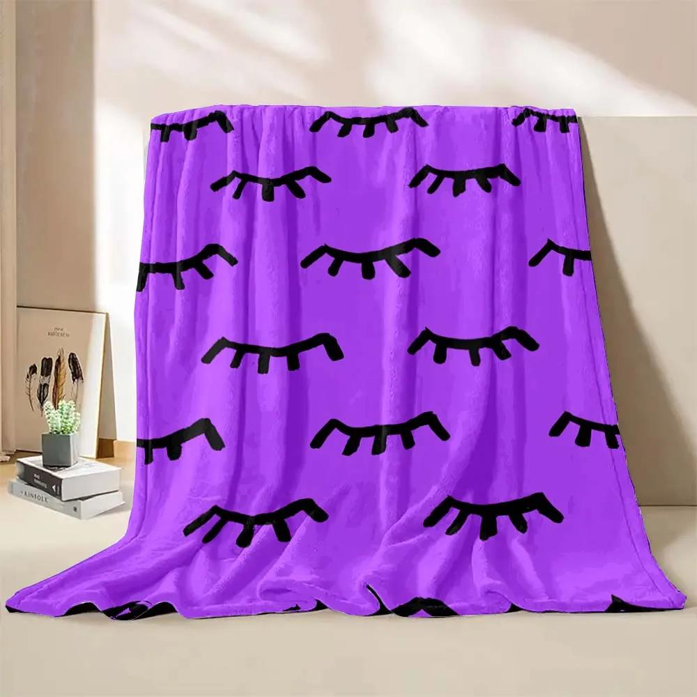 6 Sizes Cartoon Eyelashes Art Printed Believer Blanket Warm Soft and Comfortable Home Travel Blanket Office Sofa Blanket Gift