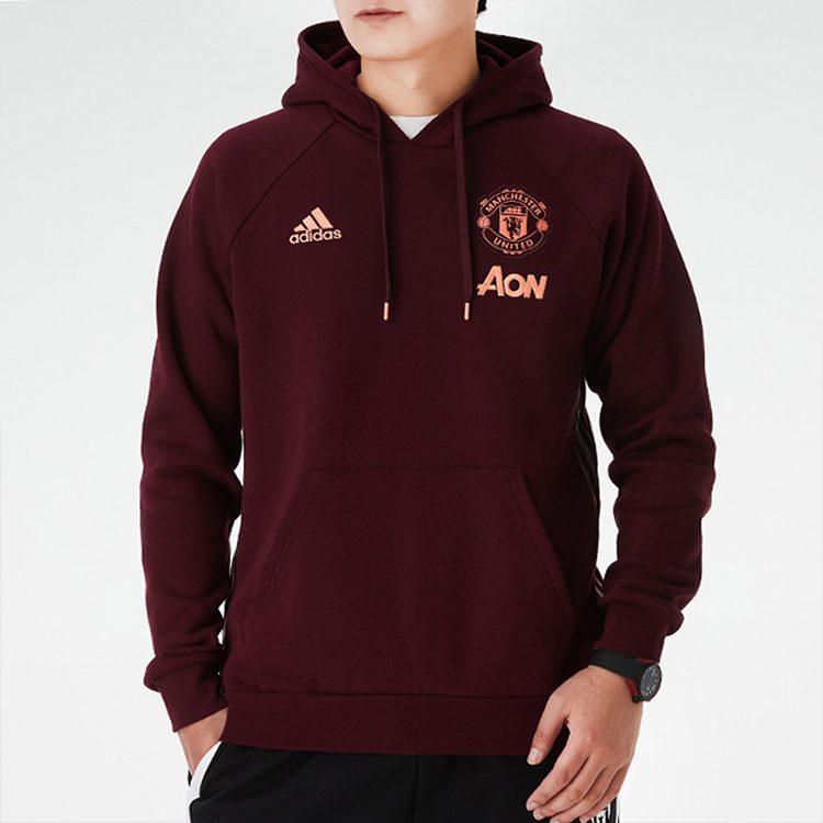 adidas Manchester United Sweatshirts Men's Burgundy Hooded Moderate Regular GK9432