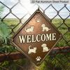 2D Flat, 1pc Vintage Dog Paw & Puppy Metal Wall Sign - Cute Puppies & Dog Paw Prints Aluminum Housewarming Gift Suitable for Front Door, Entryway
