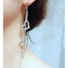 Lady Strass Double Love Herz Tropfen lange Quasten Kette baumeln lineare Ohrringe