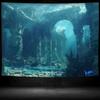 2D Ocean Sunken Temple Wall Hanging, Underwater Ancient City Tapestry for Dorm