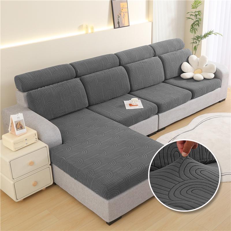 Thick Cushion Cover Wave Pattern Jacquard Sofa Seat Cover for Living Room L-Shaped Corner Sofa Backrest Sofa Protector