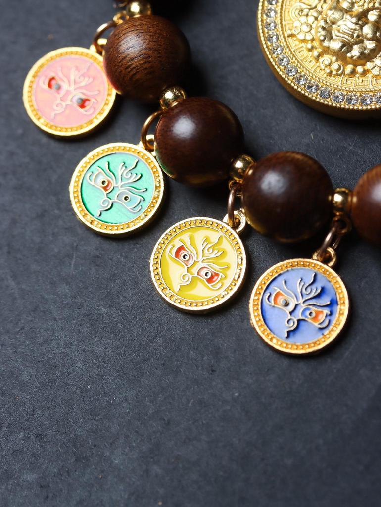 Fuson Red Soil Agarwood Car Pendant with God of Wealth & Peace Lock - Sinking Grade Beads Jewelry