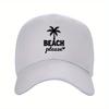 Beach Please Palm Tree Baseball Cap Polyester Adjustable Strap Unisex Vacation Travel Hat
