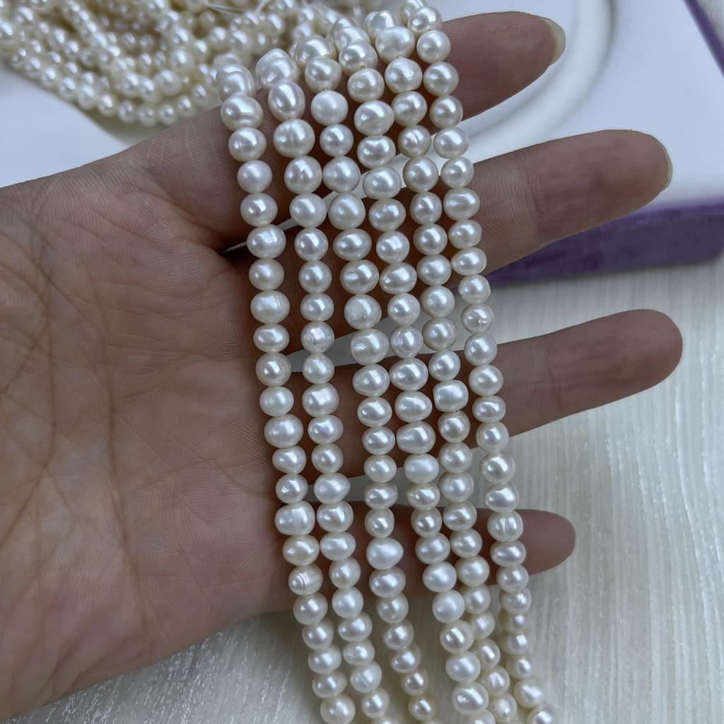 1String, White Natural Freshwater Pearls Beads for Jewelry Making DIY Crafts (Beads 3mm, Length 36cm)