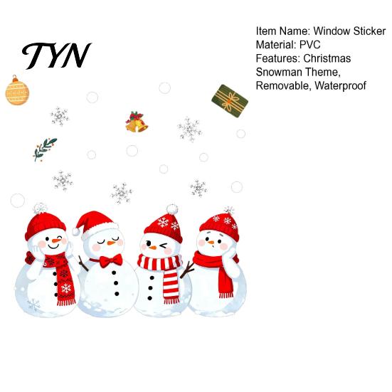 Removable Snowman Stickers 1/2 Sheets Christmas Window Cling, Cartoon Decorative Glass Seasonal Decal Sticker, Waterproof Static for