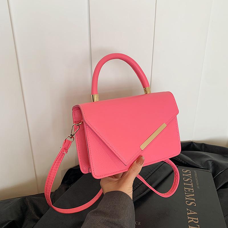 Solid color new autumn and winter retro simple fashion casual contrasting color single shoulder oblique span small square bag