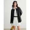 Women's Loose Fit PU Leather Shirt Jacket