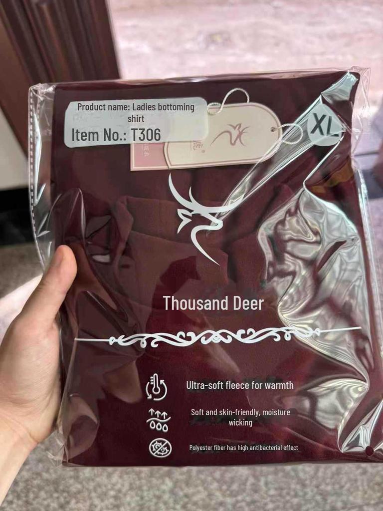 Damski aksamitny top termiczny z półgolfem - dwustronnie szczotkowany kationowy, półgolf, z pluszem na jesień/zimę