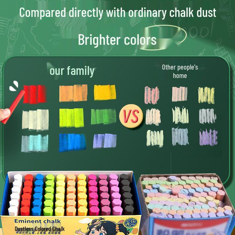 Dust-Free Bright Color Chalk for Kids - Keeps Hands Clean, Ideal for Teachers and Home Use.