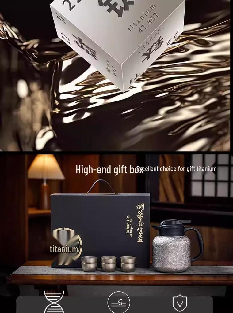 Tangsi Pure Titanium Stewing Teapot 2026 - Portable Insulated White Tea Kettle with Water Separation