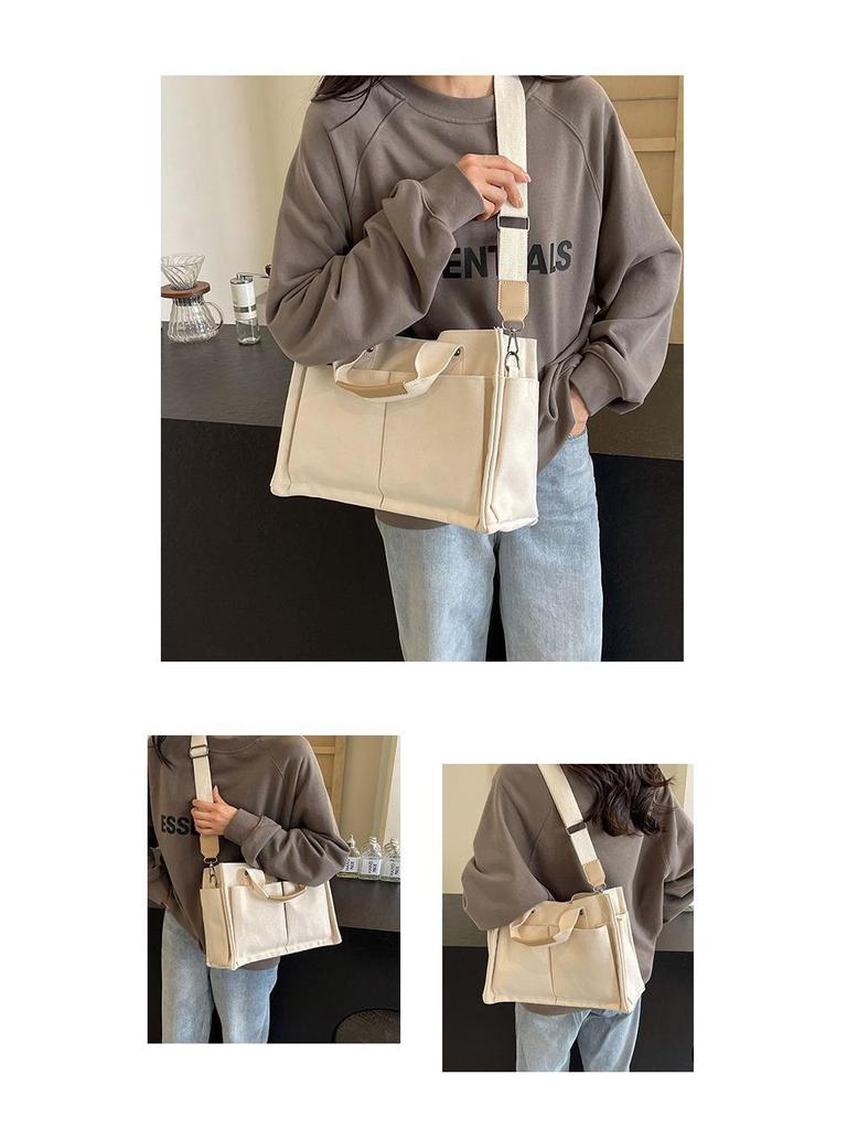 2024 Multi-Layer Color Block Canvas Crossbody Tote Bag for Mommies