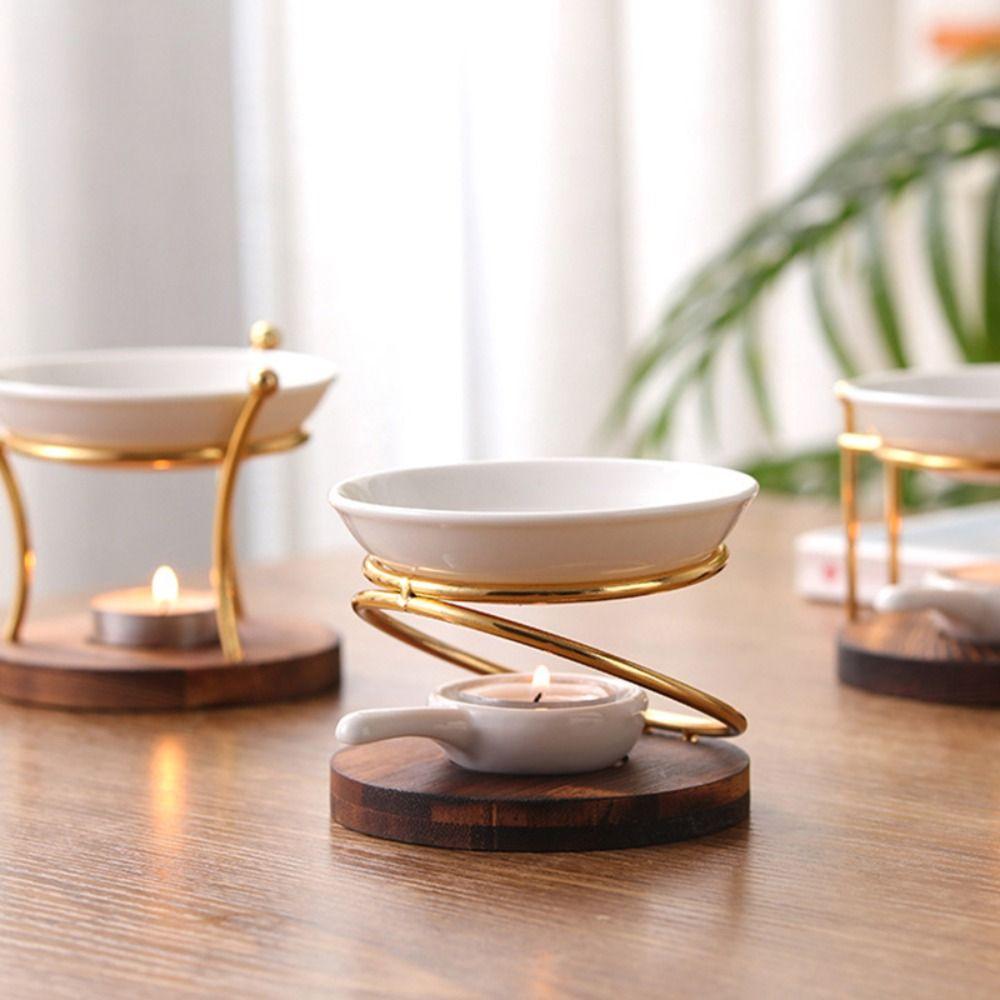 Ceramics Aromatherapy Stove Wooden Base Aromas Diffuser Practical Oil Burners  Home Use