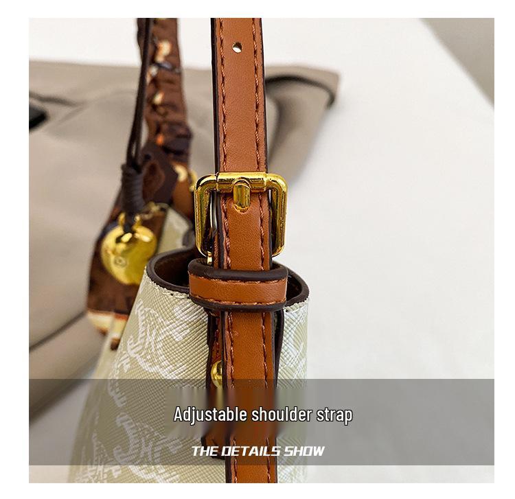 2025 Retro Print Large Capacity Crossbody Bucket Handbag