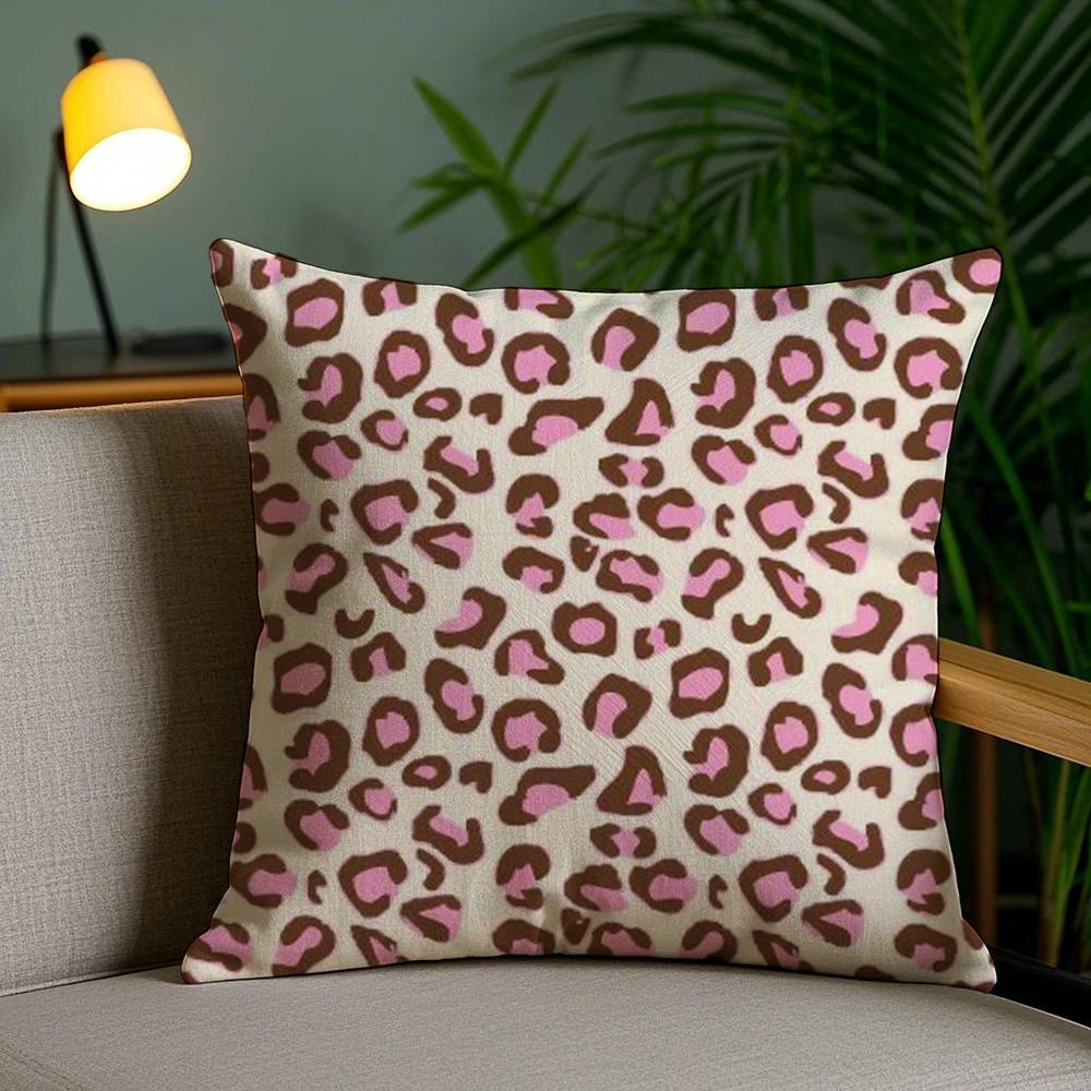 Y2k Fashion Leopard Print Pillow Case Sofa Short Plush Double-sided HD Printing Room Home Office Gift Cushion Cover