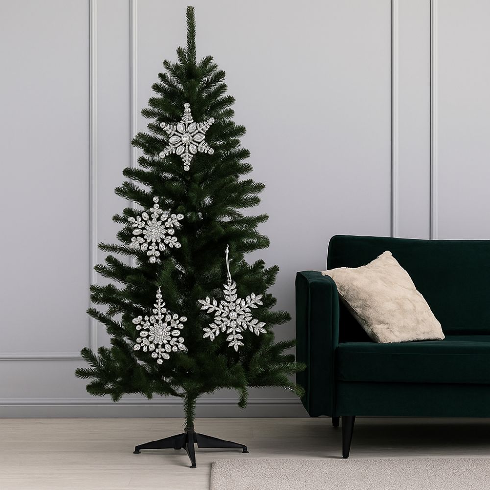 Metal Christmas Snowflake Pendant Super Shiny Hanging Christmas Tree Pendant Rhinestone Xmas Decorative Snowflake For Home