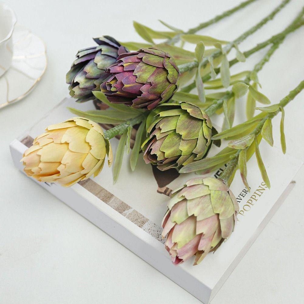 2Pcs Soft Plastic Artificial Artichoke Fruit Fake Simulation Artichoke Flower  Balcony