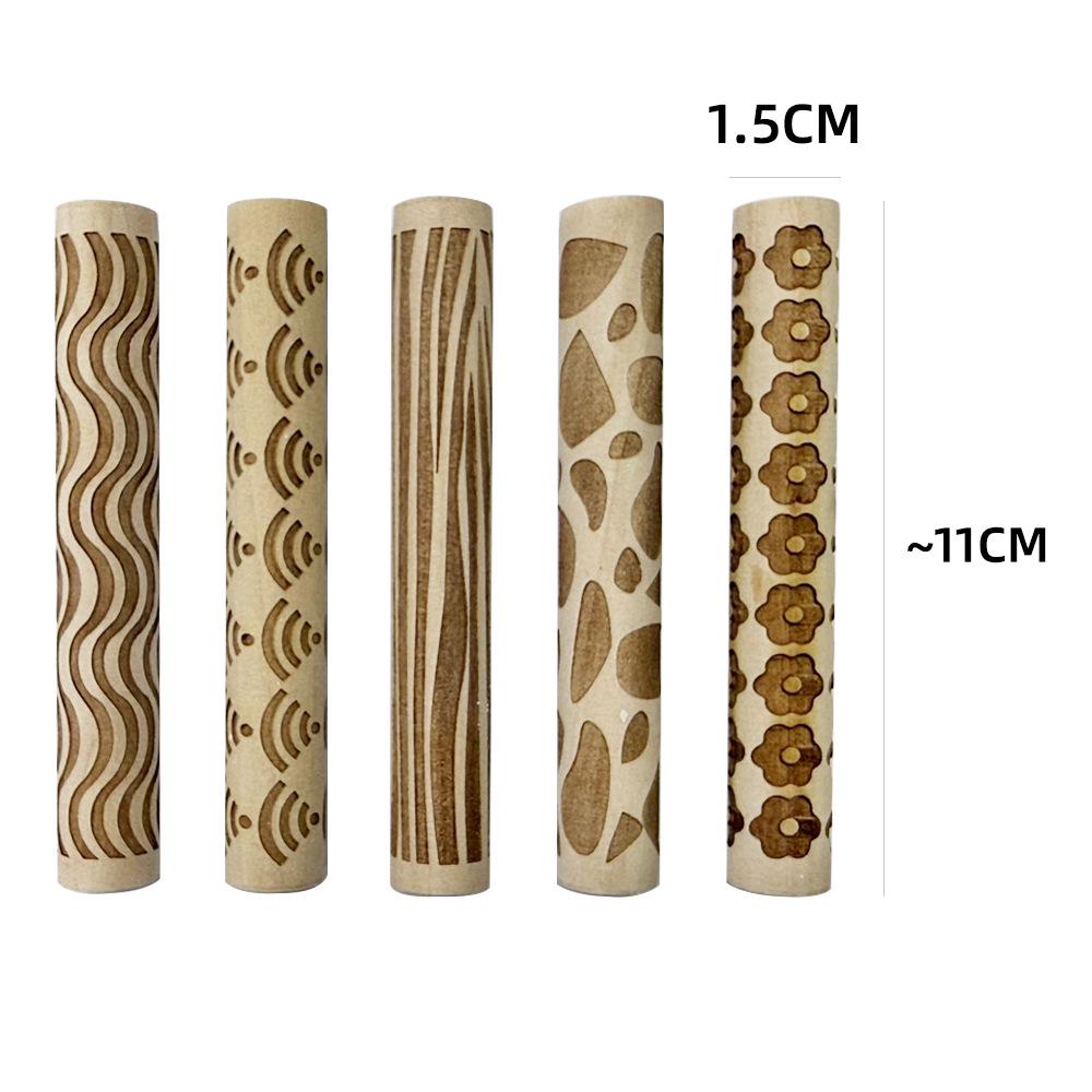 Wood Grain Embossed Rolling Pin for Clay and Baking