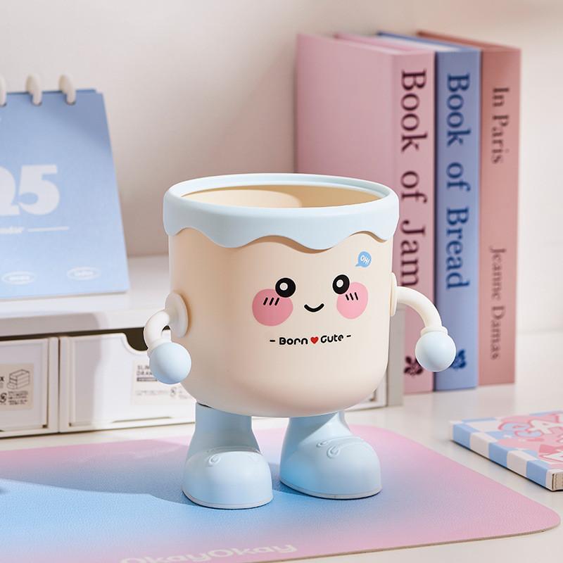Cute Desk Trash Bin With Plastic Material For Home Use Compact Storage Solution