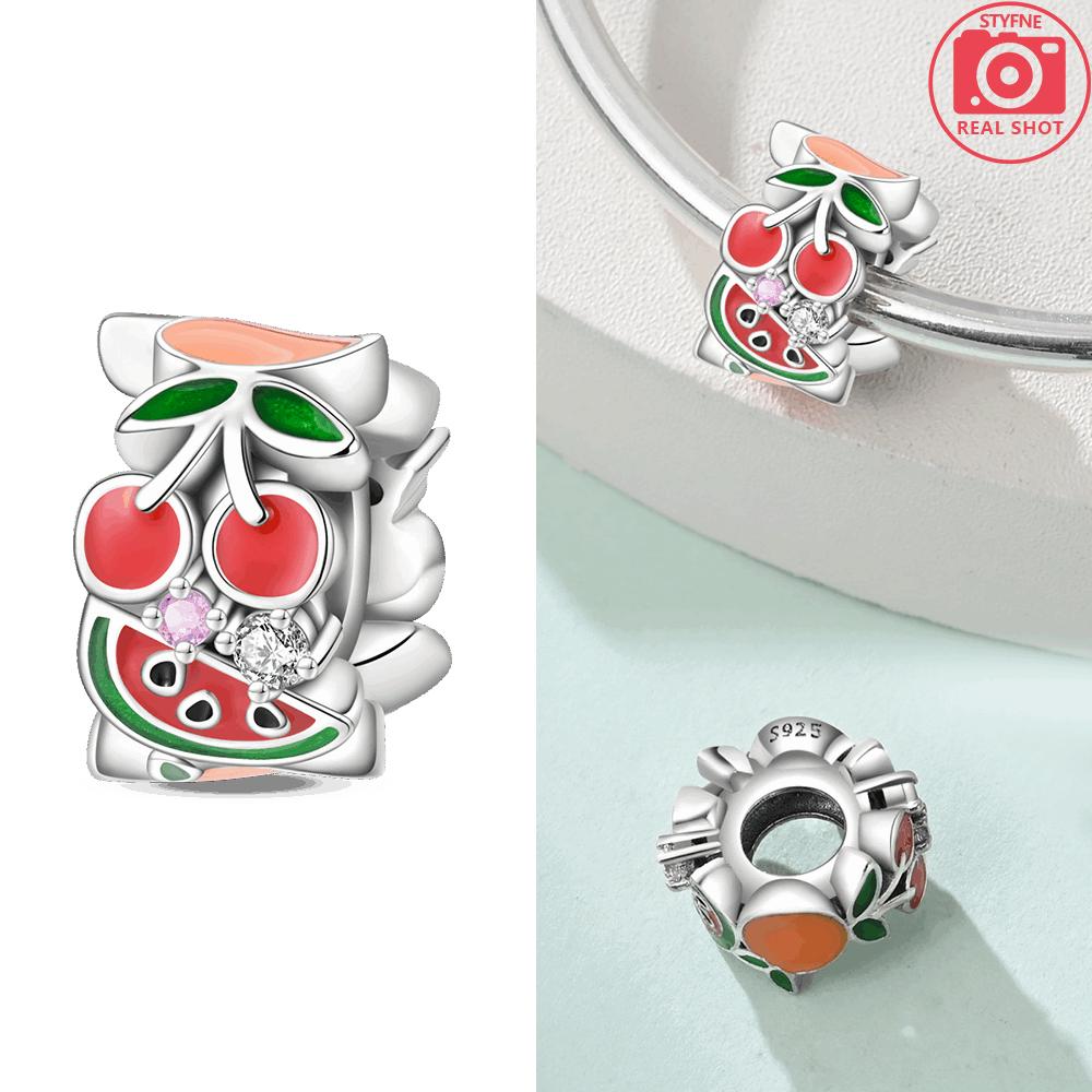 Exquisite Original Copper Strawberry Cherry Apple Avocado Fruit Charms Bead Fit Diy Bracelet Birthday Jewelry Fine Gift