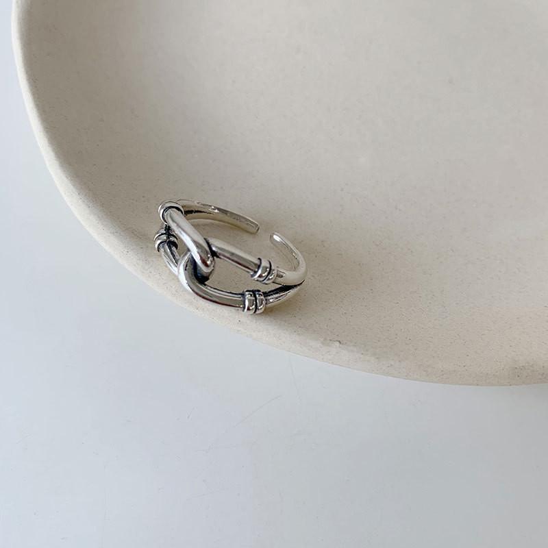 Stylish Korean 925 Silver Cross Twisted X Ring For Women Adjustable Fashion Accessory