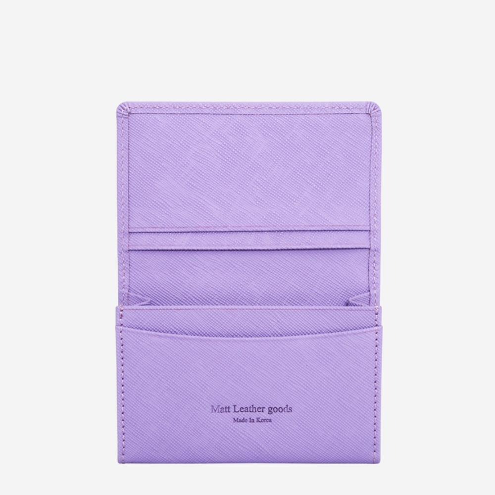 Matt Saffiano Cowhide Slim Women'S Card Holder Lavender