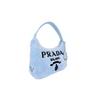 Prada Re-Edition Embroidered Logo Accent 2000 Soft Terry Fabric Hobo Shoulder Bag Mini Women bags Light-Blue Black 1NE515_2DXO_F0D4O