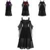 Halloween Witch Dress Gothic Medieval Cosplay Costume Off Shoulder High Quality Polyester Fabric