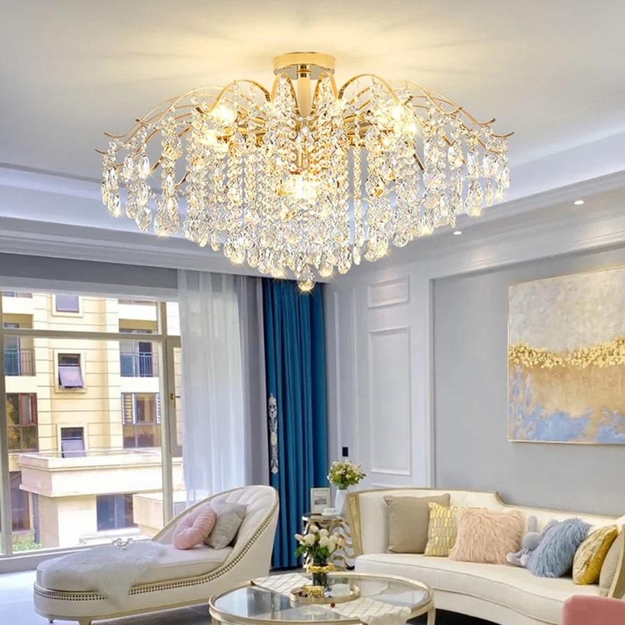 Modern Crystal Ceiling Lights LED Chandelier Living Room Decor Bedroom Ceiling Lamp Hanging Light Fixture Home Decoration Luxury