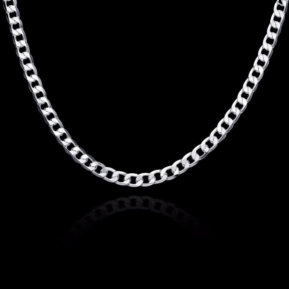 6mm 16inch -24inch Link Chain Necklaces Silver Jewelry Men Necklace ,925 Sterling Silver Necklace Men Jewelry Accessories
