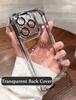 Luxury Plating Shockproof Silicone Phone Case For iPhone 16 15 14 Plus 13 12 11 Pro Max Lens Protect Case Transparent Back Cover