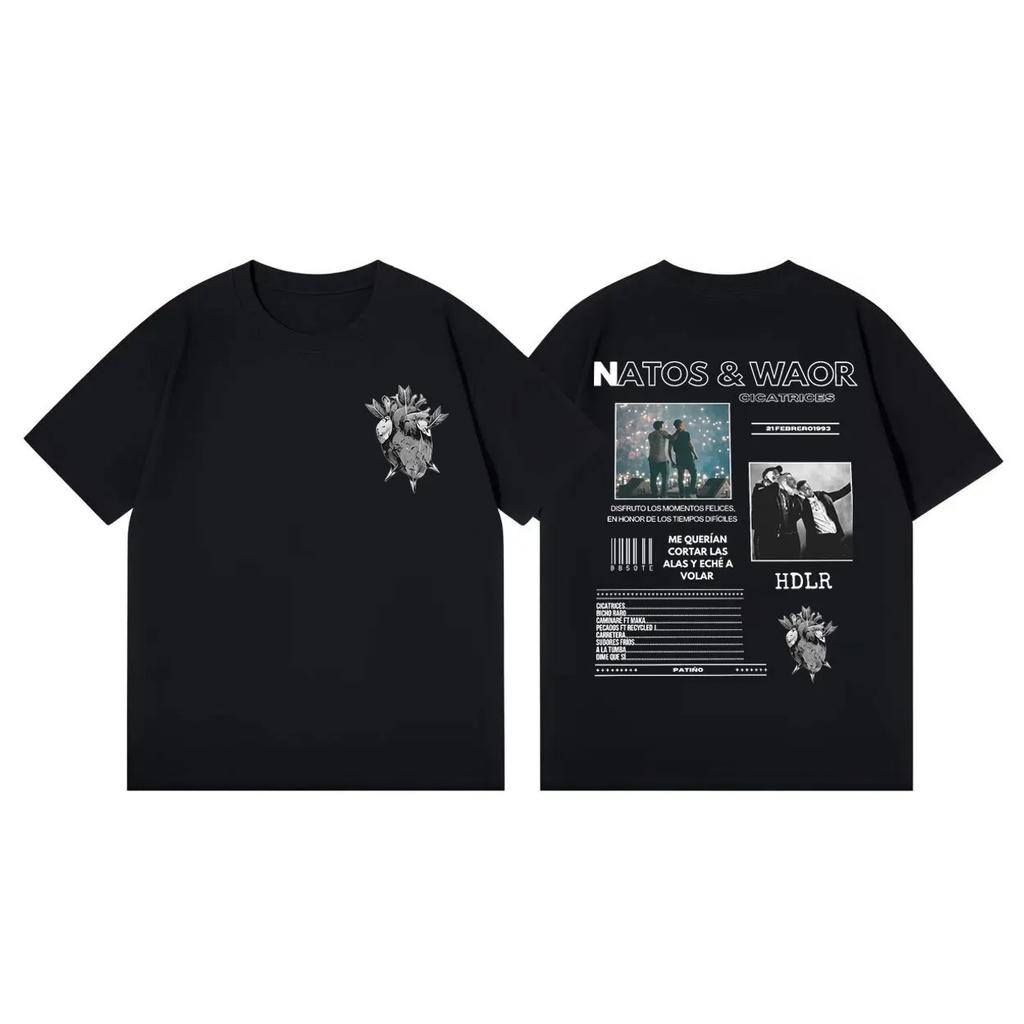 Unisex Women Hip Hop Vintage Short Sleeve T-shirts Rap Duo Natos Y Waor Tour 2026 T-shirt Summer Fashion Casual Oversized T Shirt