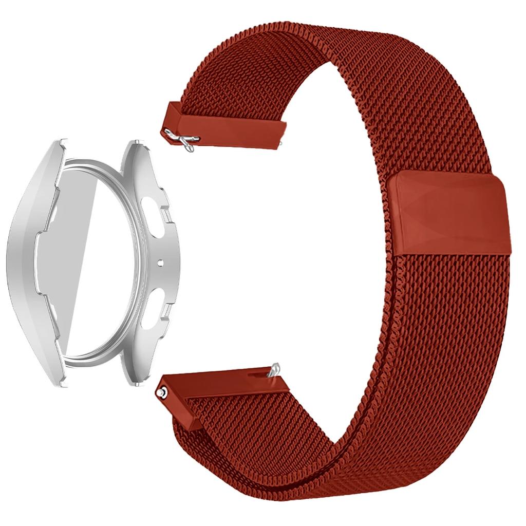 Coque PC + Bracelet Métal pour Samsung Galaxy Watch 7/6/5/4 44mm 40mm Bracelet Milanais Pare-chocs Protecteur en Verre Trempé Accessoires