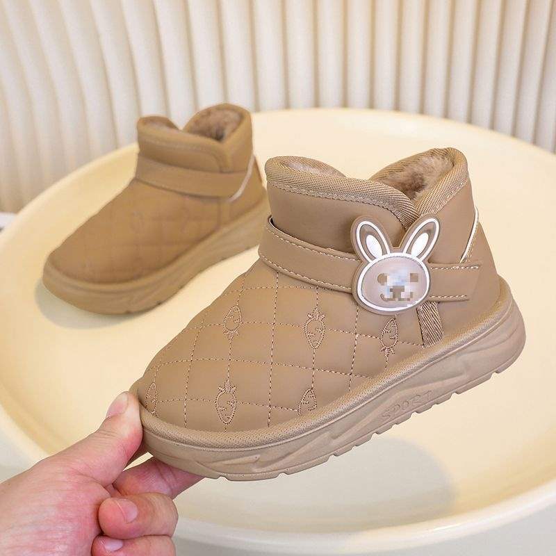 Trendy Autumn and Winter Children's Cotton Shoes Girls Snow Cotton Boots Antifreeze Super Soft Cute Rabbit Decorative Velvet Warm
