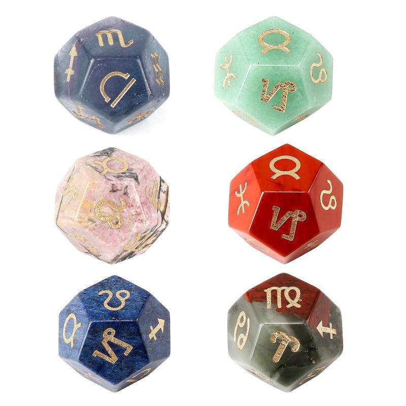 1 Piece Astrological Dices 12 Sided Crystal Polyhedral Dice Astrology Tarot Card Constellation Divination Dices