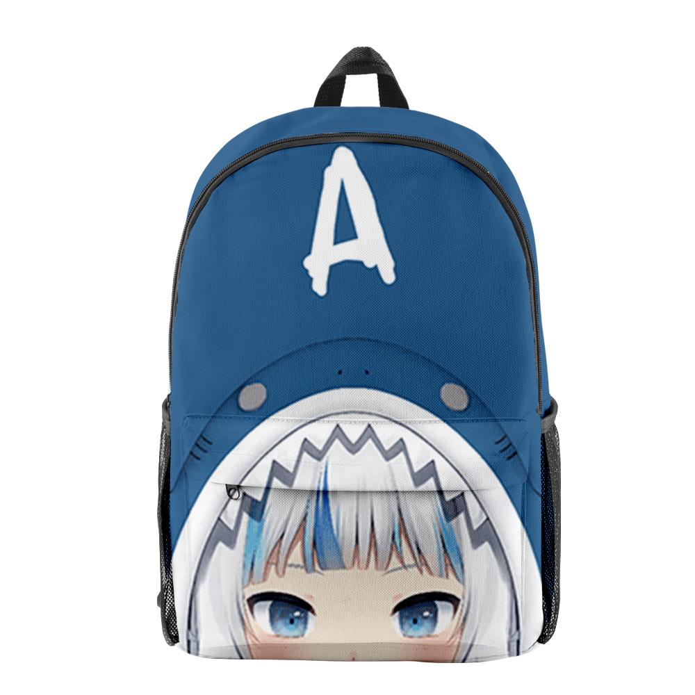 Classic Novelty Gawr Gura Cute Shark pupil Bookbag Notebook Backpacks 3D Print Oxford Waterproof Boys/Girls Travel Backpacks