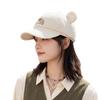 New cute bear ears octagonal hat autumn and winter cartoon bear newsboy hat age-reducing versatile corduroy short brim hat
