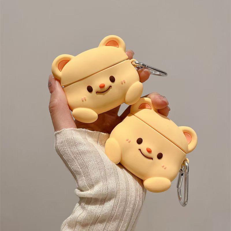 

Apple 123 Generation Protective Case Second Generation Pro Silicone Case Airpods4/2 Generation Women s Drop-Resistant Box Fifth Generation Soft Case Airpods Pro/Pro2 Neutral Cute Butter Bear Head