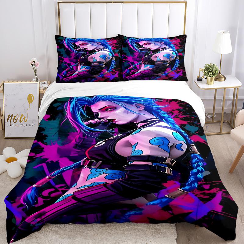 3pcs Jinx Home Decor Bedding Set-Universal Three-Piece Suit for Bedroom, Guest Room, Living Room, Hotel-Perfect Gift for Fans, Travelers, Da