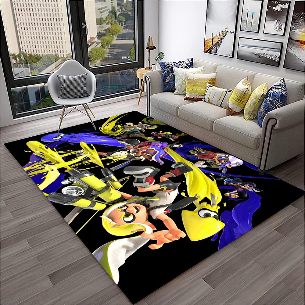 3D Games Splatoon3,PC Gamer Cartoon Carpet Rug for Home Living Room Bedroom Sofa Doormat Decor,kids Area Rug Non-slip Floor Mat