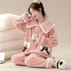 Coral Fleece Pajamas Autumn and Winter Thickened Fleece Large Size Spring and Autumn Flannel Loungewear Set