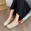 SyfIyno Summer New Women's Shoes for Outerwear, One Foot Sandals, Roman Woven M Ü Ller Hollow Flat Casual Women's Slippers