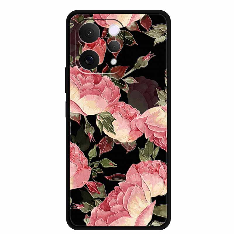 For Vivo S50 5G Case 3D Emboss Flower Black Silicone Soft Back Cover Case For Vivo S50 2025 Phone Case 6.59" Coque V2528A Fundas