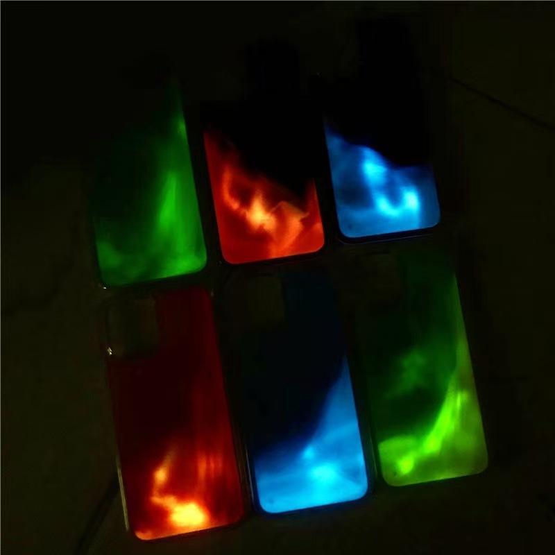 Neon Luminous Sand Liquid Phone Case for iPhone 16 Pro Max, Glow In Dark Gradient Fluorescent Cover