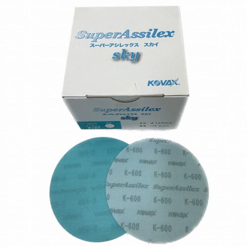 KOVAX Super Acilex Sky Fine Discs (Box), Velcro, 125mm Round, No Hole, P-0, 600-grit Equivalent, 100 Discs Per Box